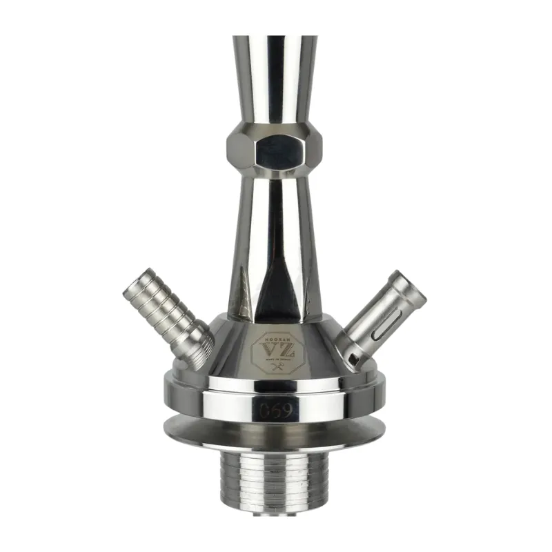 Cachimba VZ Mini Stainless Steel en acero inoxidable con base rusa mini clear y boquilla original VZ mastil