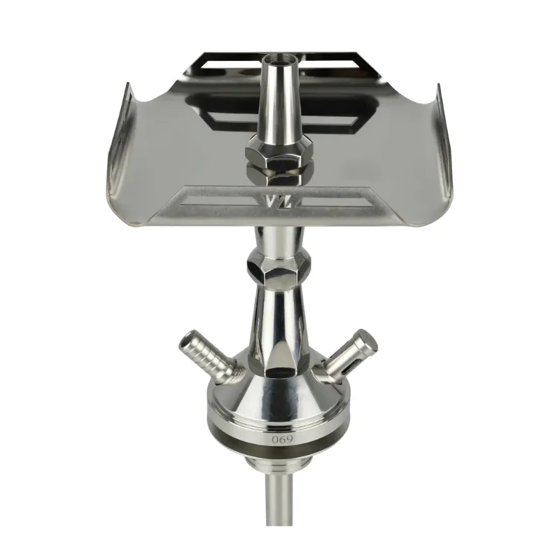 Cachimba VZ Mini Stainless Steel en acero inoxidable con base rusa mini clear y boquilla original VZ plato