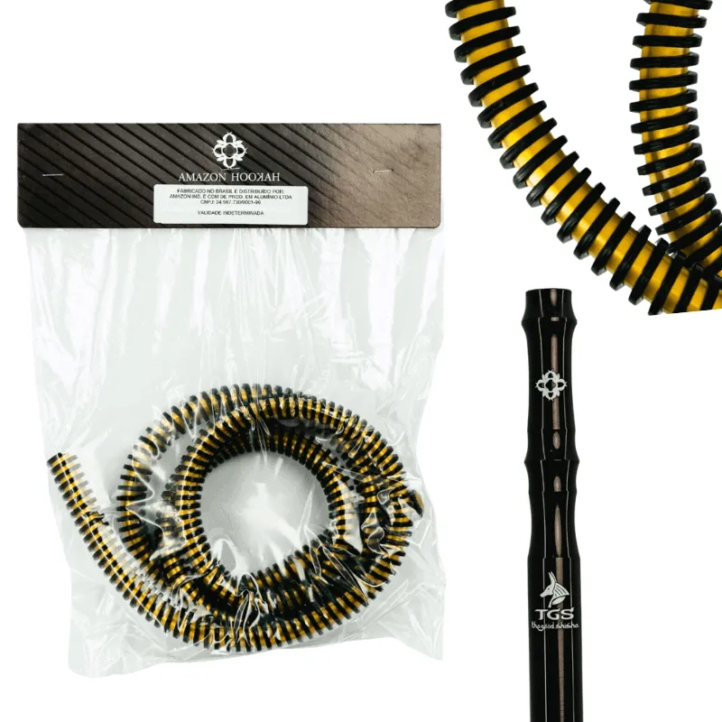 Manguera Amazon Hookah en silicona resistente al calor con boquilla ergonómica metálica de 45 cm black