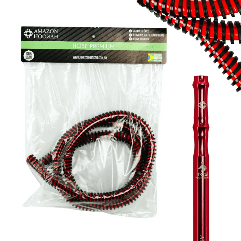 Manguera Amazon Hookah en silicona resistente al calor con boquilla ergonómica metálica de 45 cm red