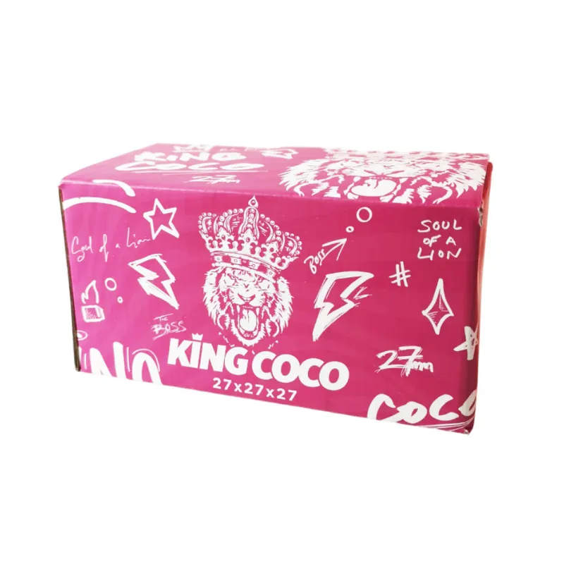 Carbón King Coco 27mm natural con encendido rápido y larga duración para cachimba
