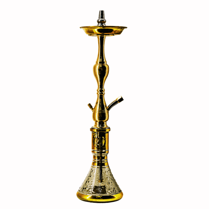 Cachimba Farida Hookah Giza egipcia artesanal elaborada a mano en Egipto en acero inoxidable y latón, 60 cm con diseño ancho y bajo estable inspirada en la región de Giza en The Good Shisha