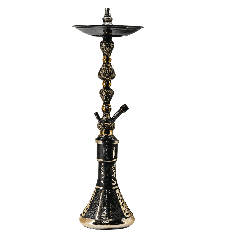 Cachimba Farida Hookah Al Amir egipcia artesanal de 70 cm en cobre y latón con grabados únicos del antiguo Egipto y base tradicional incluida en The Good Shisha