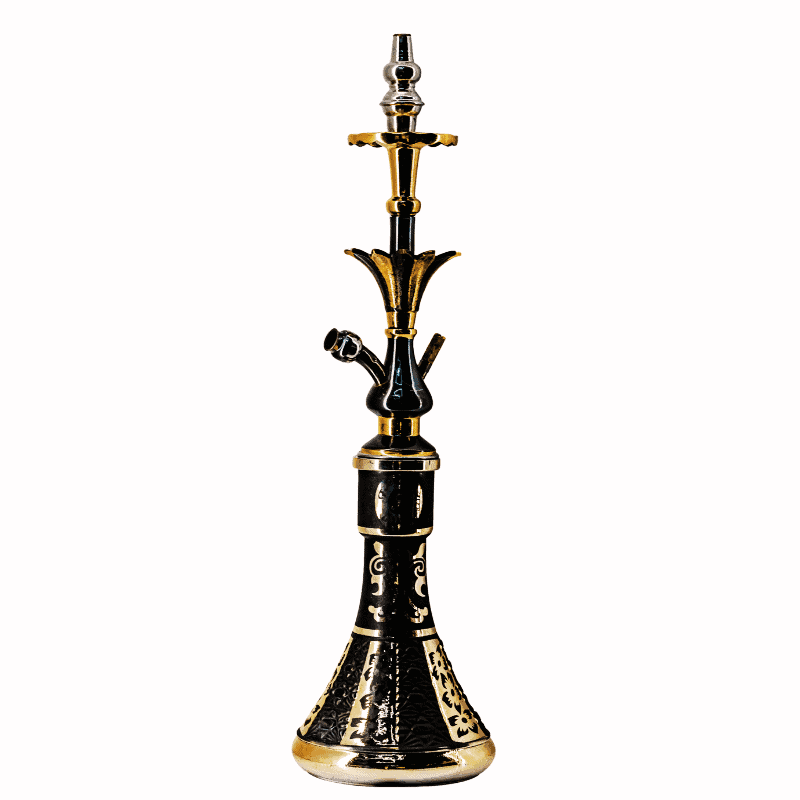 Cachimba Farida Hookah Lotus egipcia artesanal elaborada a mano en Egipto en acero inoxidable y latón/bronce, 60 cm con diseño ancho y bajo estable inspirada en la flor de loto en The Good Shisha