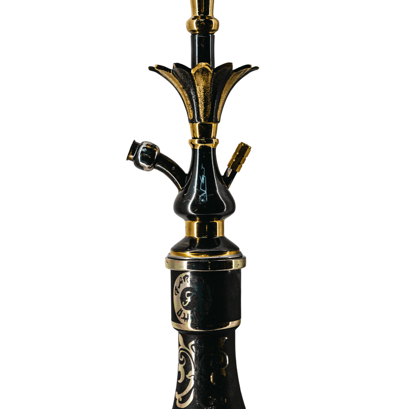 Cachimba Farida Hookah Lotus egipcia artesanal elaborada a mano en Egipto en acero inoxidable y latón/bronce, 60 cm con diseño ancho y bajo estable inspirada en la flor de loto en The Good Shisha