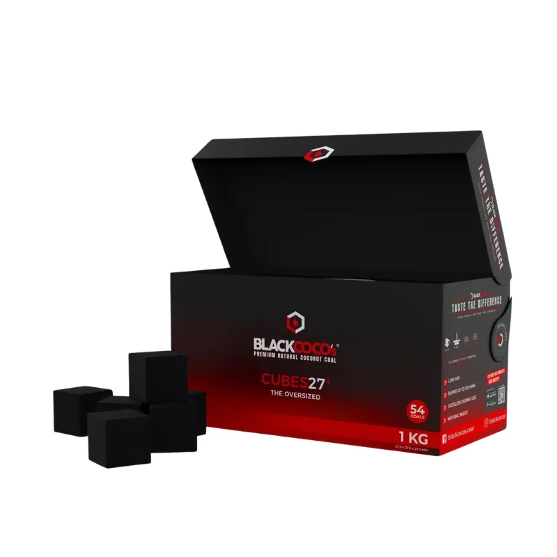 Carbón Black Coco 27mm 1kg premium hecho con coco natural