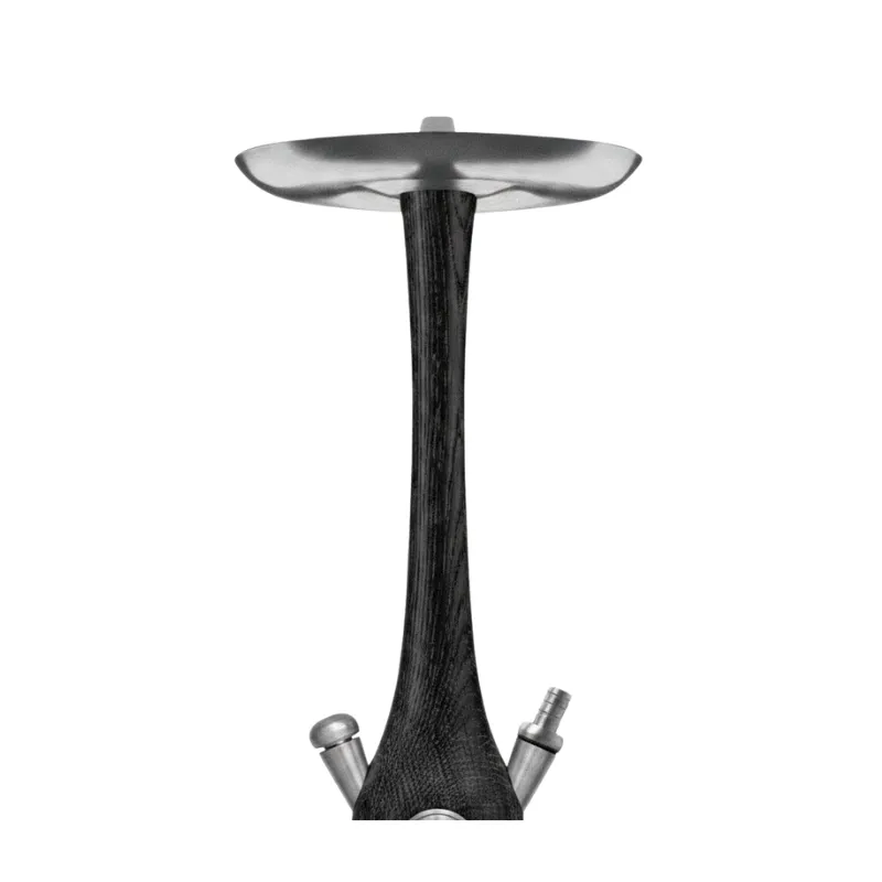 Cachimba Wookah Smooth Nox en madera maciza y acero V2A con base de cristal soplada a mano mastil