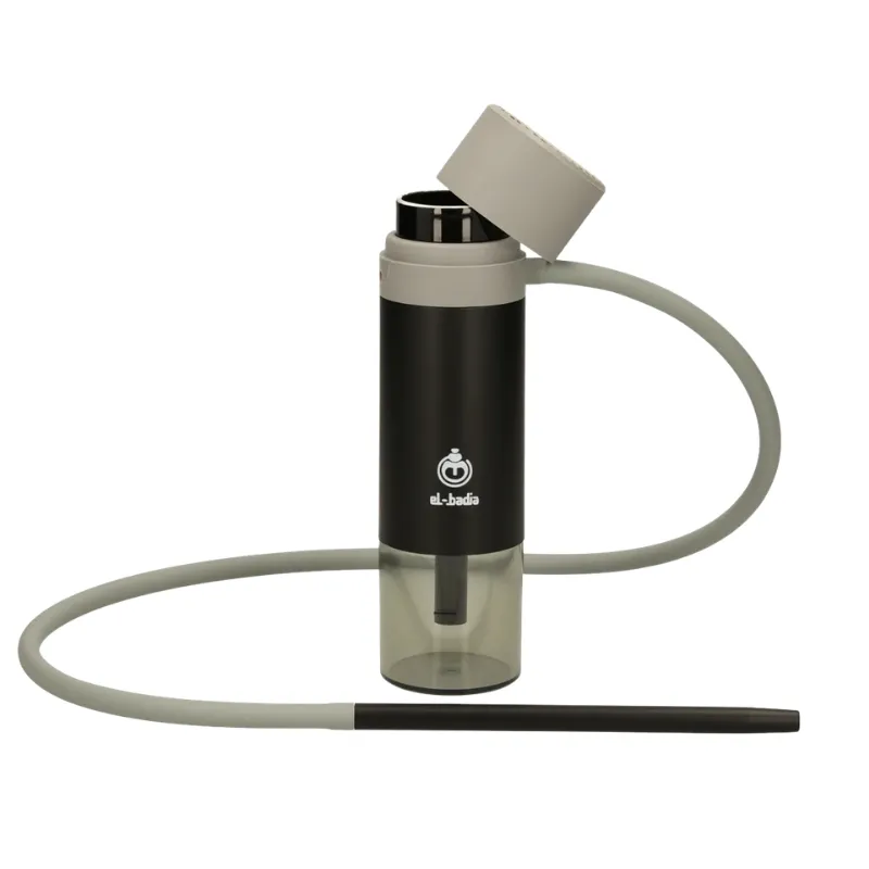 Cachimba El Badia P1 portátil de 24 cm con enrollador patentado de manguera y cazoleta reversible completa