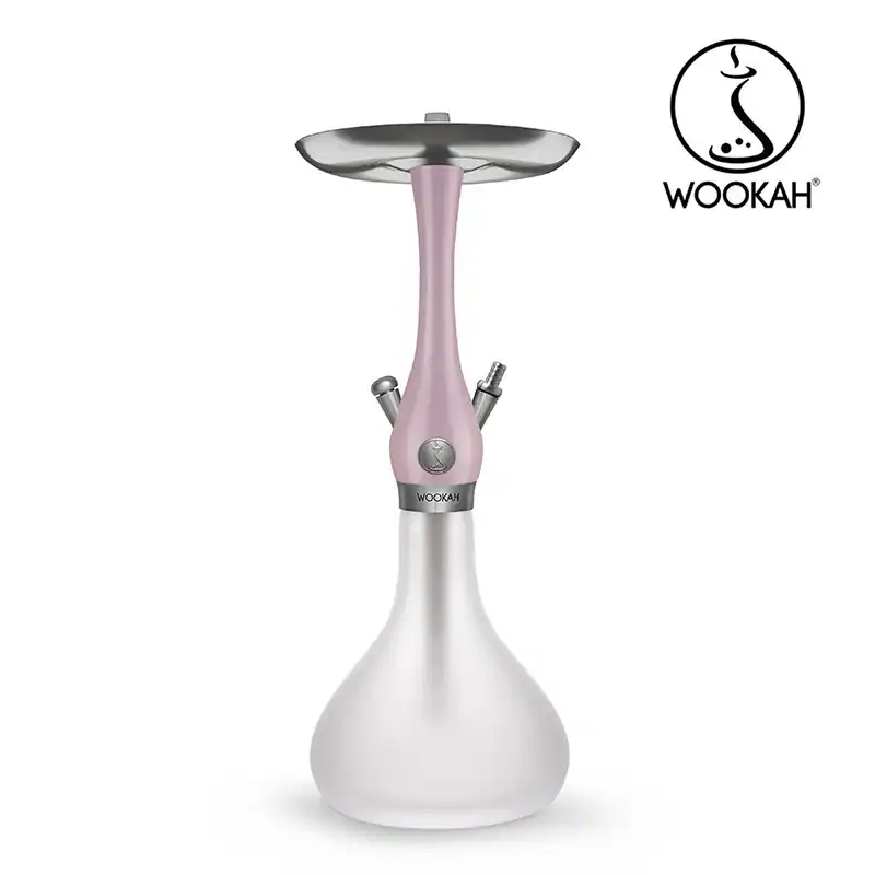 Cachimba Wookah Mini Misty Mauve de 41 cm en madera de roble con base de cristal soplada a mano