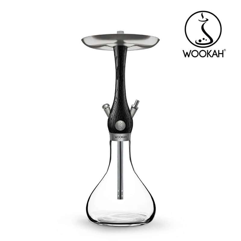 Cachimba Wookah Mini Smooth Nox de 41 cm en madera de roble con base de cristal soplada a mano