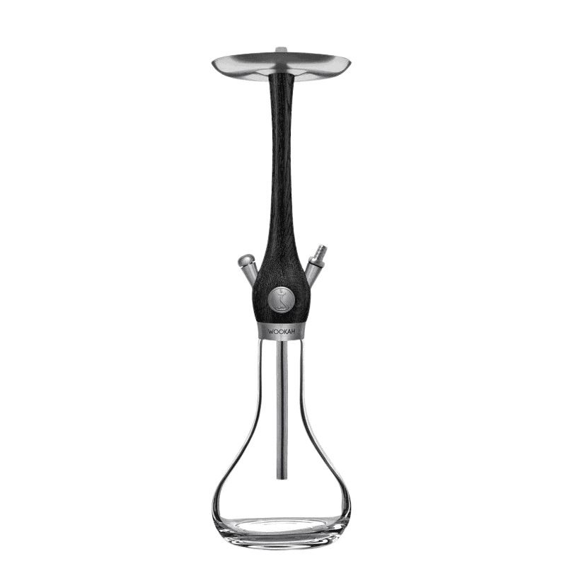 Cachimba Wookah Smooth Nox en madera maciza y acero V2A con base de cristal soplada a mano