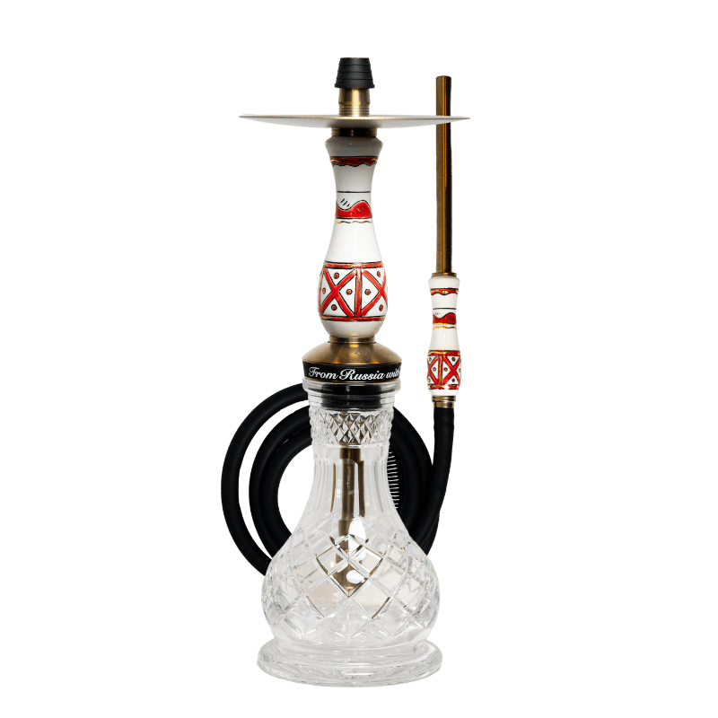 Cachimba RF Hookah Mezen Culture rusa de acero con arte tradicional de Mezen y dos cazoletas pintadas a mano