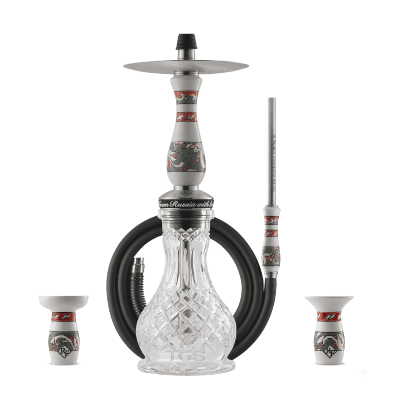Cachimba RF Hookah Velikoustyuzhskaya rusa de acero con grabados artísticos y dos cazoletas pintadas a mano
