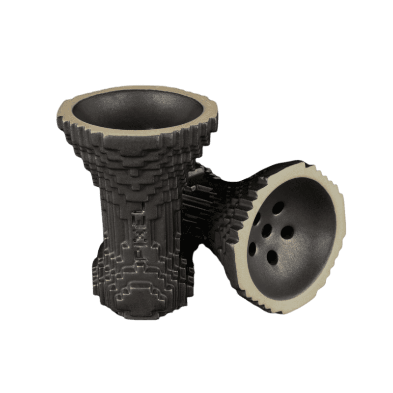 Cazoleta Big Maks x Sarcozy en barro blanco, edición limitada, diseñada en máquina 3D con detalles pixelados únicos.