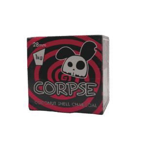 Carbón natural Corpse 28mm de alta calidad, con buen poder calorífico y poca ceniza, ideal para shisha y barbacoas.