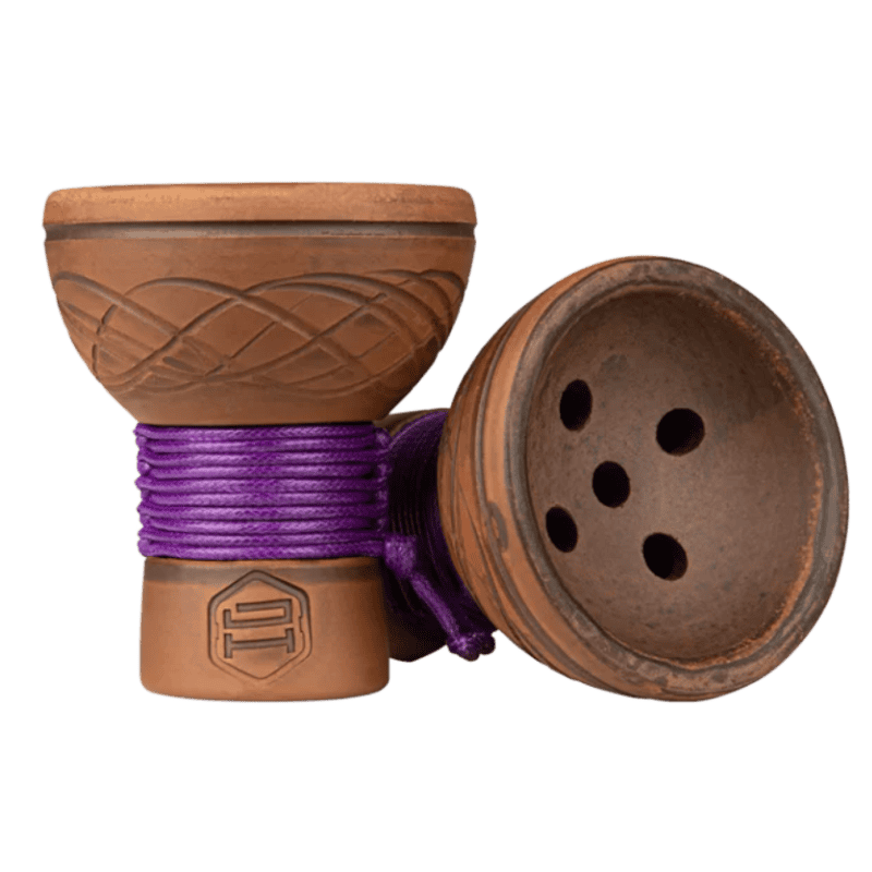 Japona Bowl Turkish Purple en barro rojo, estilo turco, con cuerda para evitar quemaduras y mejorar el agarre.