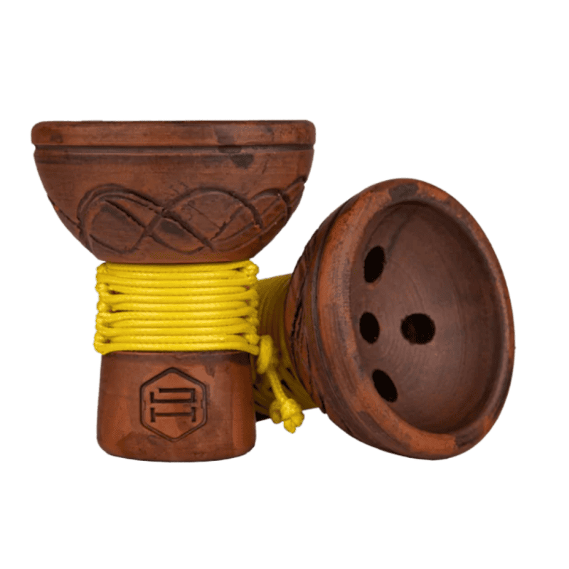 Japona Bowl Turkish Yellow en barro rojo, estilo turco, con cuerda para evitar quemaduras y mejorar el agarre.
