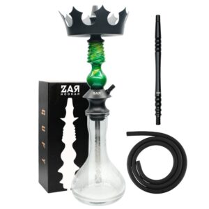 Cachimba Zar Hookah Gufy con mástil en resina epoxi, cuerpo de acero inoxidable y base de cristal tallado