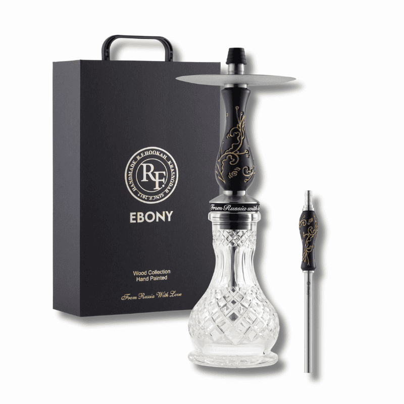 Cachimba RF Hookah Ebony rusa en madera de ébano tallada y pintada a mano