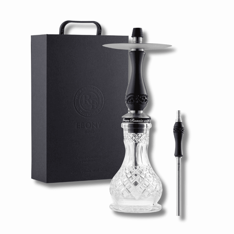 Cachimba RF Hookah Ebony Sheet artesanal en madera de ébano y acero V2A