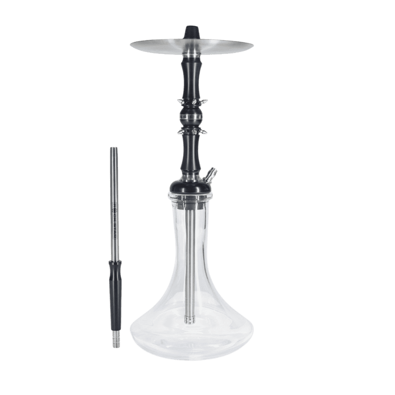 Cachimba Hookah Place Rock Star rusa de 60 cm fabricada en poliacetal de primera calidad y acero inoxidable con base transparente estilo ruso, purga por los orificios en la esfera del mástil, conector de manguera con juntas tóricas y difusor extraíble en The Good Shisha