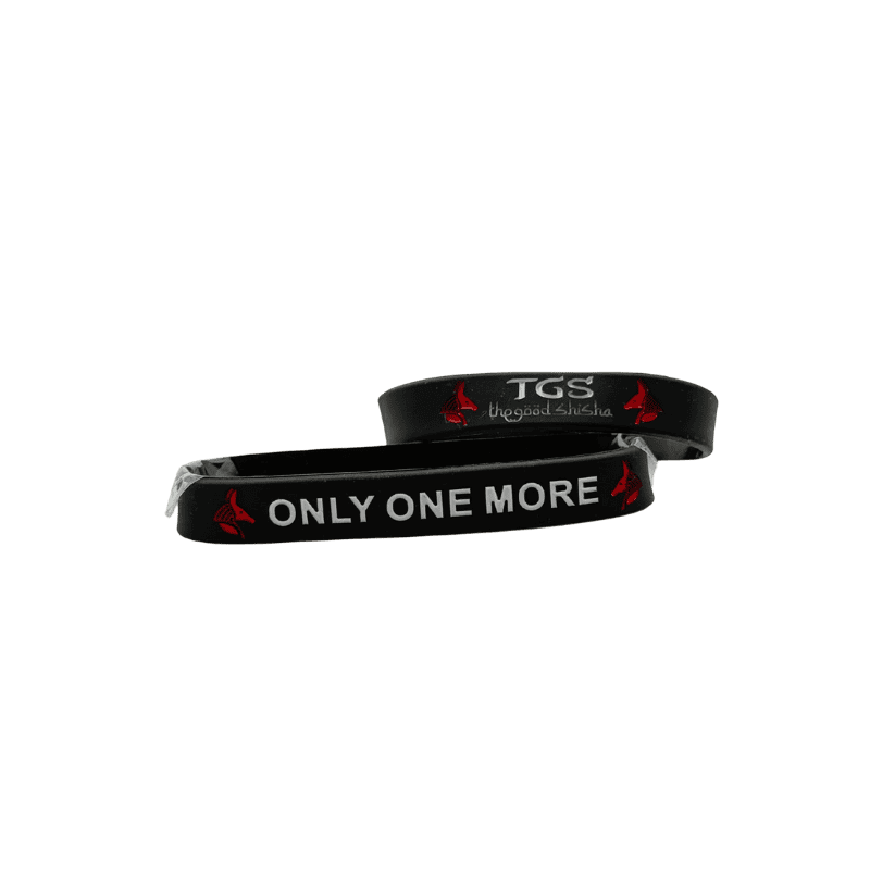 Pulsera TGS de silicona negra, resistente y cómoda, diseñada por The Good Shisha