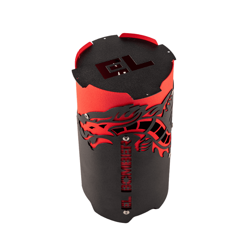 Cubrevientos El Bomber Katana en acero inoxidable, accesorio premium para cachimbas que protege la cazoleta y mejora la fumada con estilo y exclusividad.