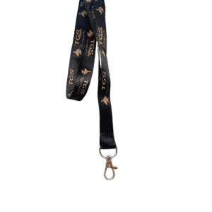 Lanyard TGS negro con logo The Good Shisha, ideal para boquillas de cachimba y llaves