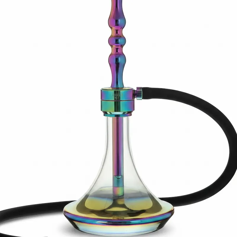 Jarrón transparente y columna multicolor rainbow de la cachimba MS Magma Tradi Mini de Mashisha