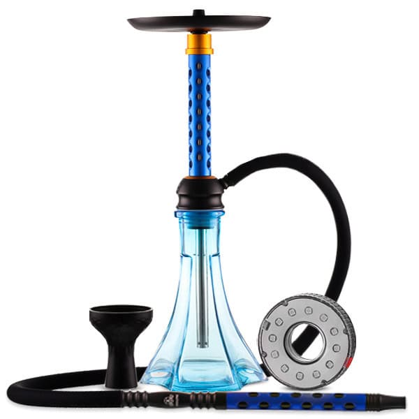 Cachimba Apocalypse Tomy Gun de 55 cm fabricada en aluminio y acero inoxidable con aro LED y accesorios incluidos – diseño extravagante y moderno