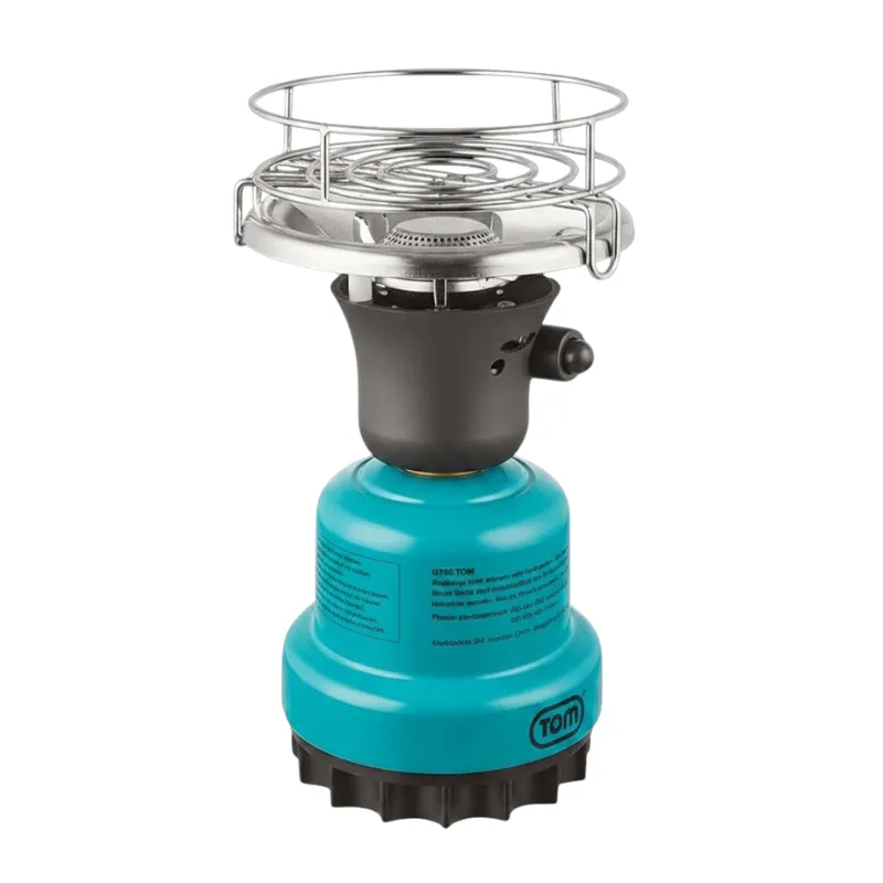 Hornillo gas Tom para cachimba portátil con rejilla superior metálica y anillo de protección