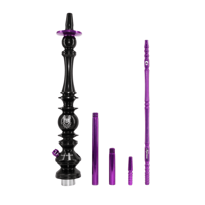 Cachimba Mani Sultan Wakanda inspirada en Wakanda con aluminio anodizado, acero inoxidable, base de vidrio grueso y acabados premium trabajados a mano