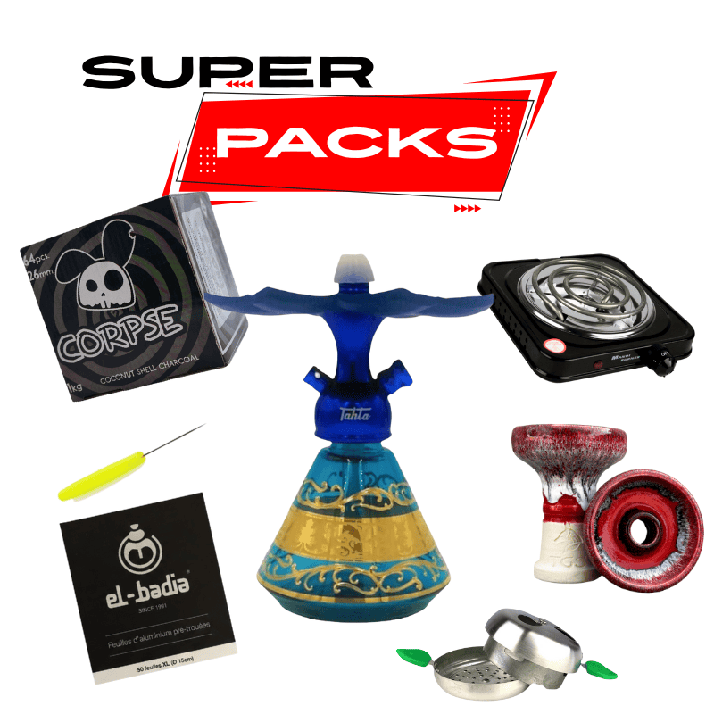 Pack cachimba Tahta Mini Beast brasileña compacta de 30 cm con plato, base, hornillo, cazoleta TGS Nilo, gestor Provost y carbón en The Good Shisha