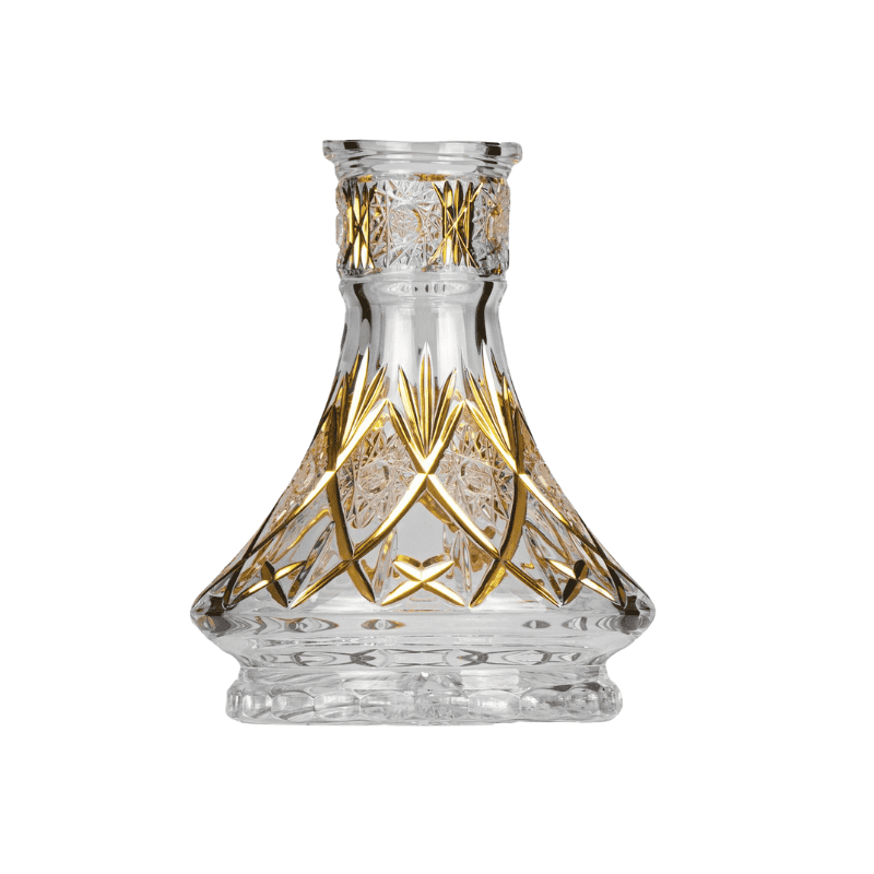 Base de cristal Caesar Crystal Small UFO Zahir Gold con cortes chapados en oro