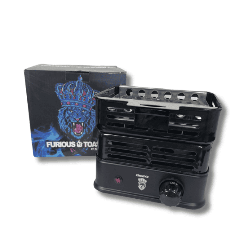 Hornillo King Coco Toaster 1000W para encender carbones de cachimba con rejilla protectora