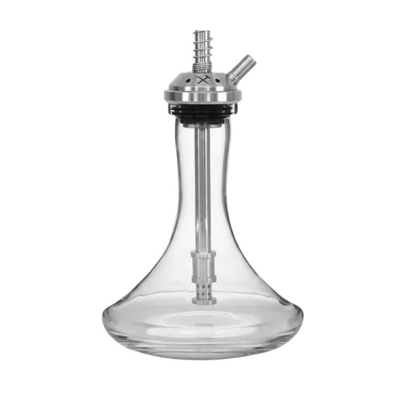 Cachimba VZ Hookah Minimal de 60 cm en acero inoxidable con estética Steampunk y purga integrada base