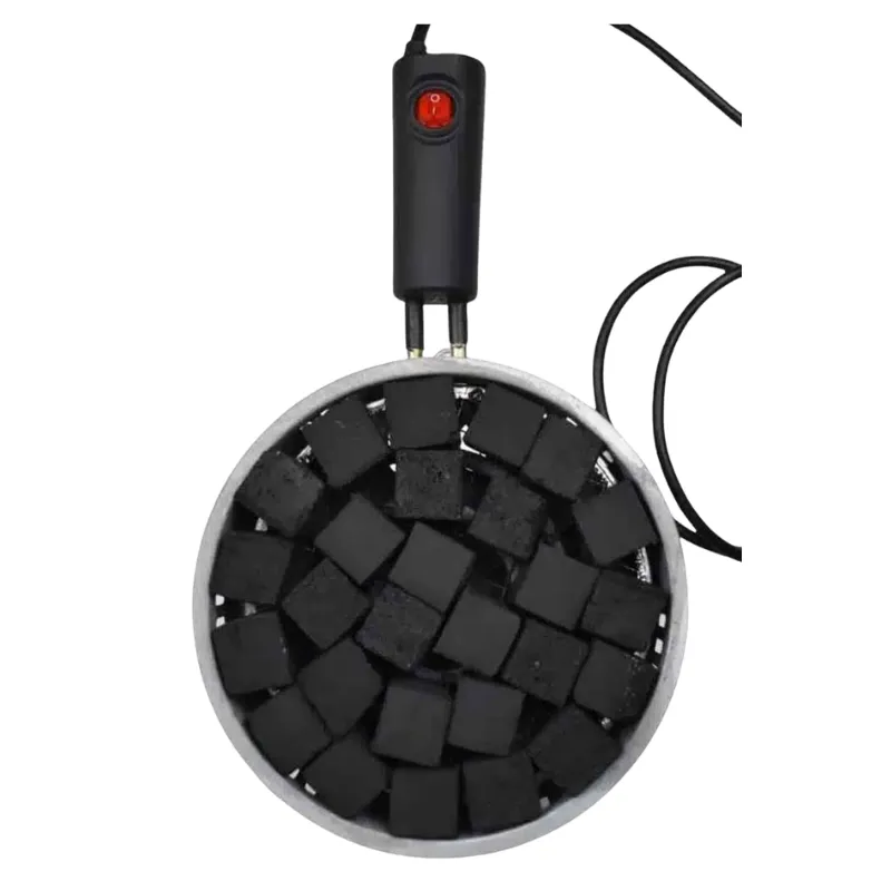 Hornillo eléctrico sartén 1000W para encender carbones de cachimba con diseño tipo sartén y patas elevadas