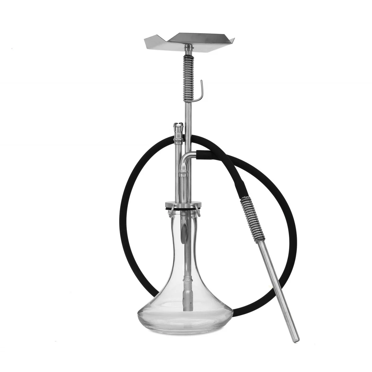 Cachimba VZ Hookah Stainless Steel de 60 cm en acero inoxidable con base de cristal transparente