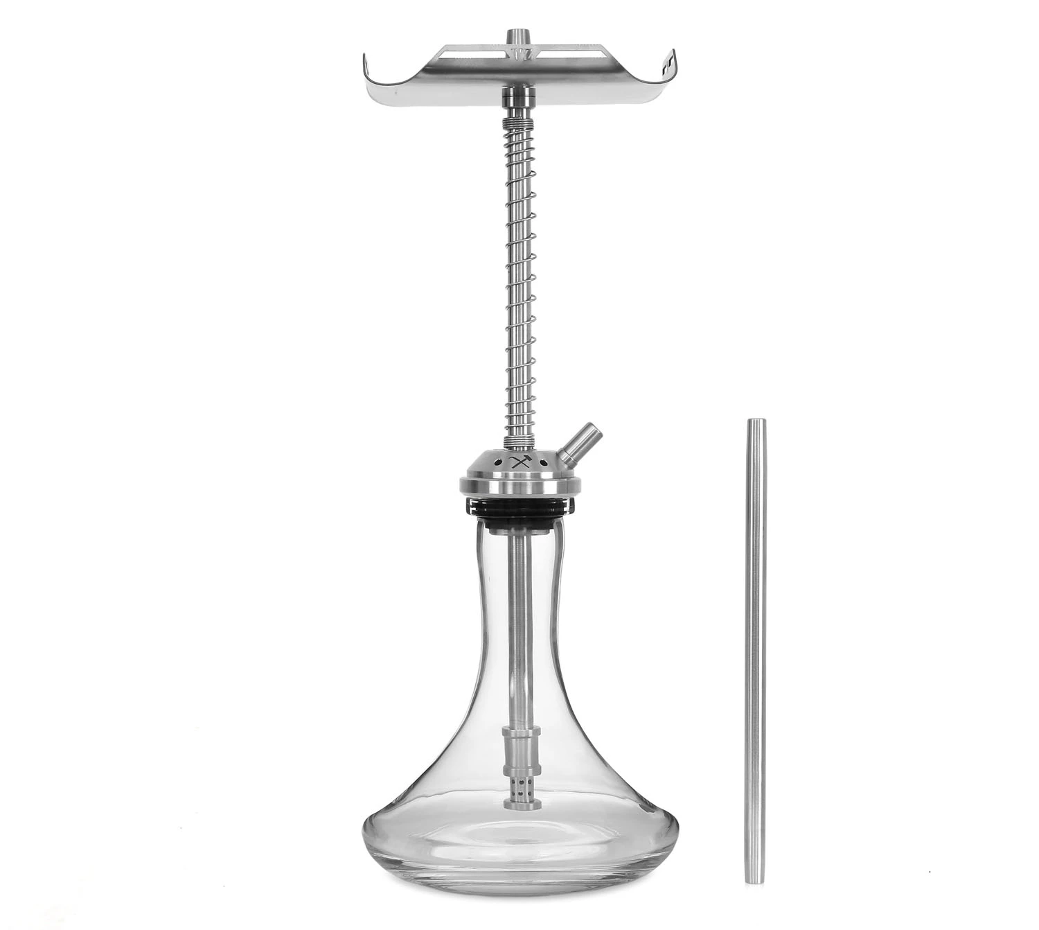 Cachimba VZ Hookah Minimal de 60 cm en acero inoxidable con estética Steampunk y purga integrada