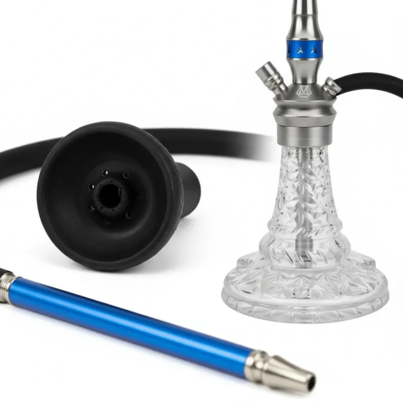 Cachimba MS Antique V2 Mashisha evolución del modelo original con jarrón transparente rediseñado de relieves más marcados y base más ancha, cuerpo metálico sencillo y armónico, columna con medidas clásicas, tubo negro a juego y silueta clásica con aire oriental en The Good Shisha