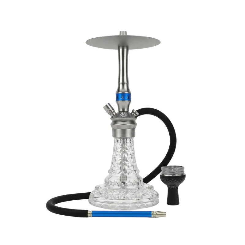 Cachimba MS Antique V2 Mashisha evolución del modelo original con jarrón transparente rediseñado de relieves más marcados y base más ancha, cuerpo metálico sencillo y armónico, columna con medidas clásicas, tubo negro a juego y silueta clásica con aire oriental en The Good Shisha